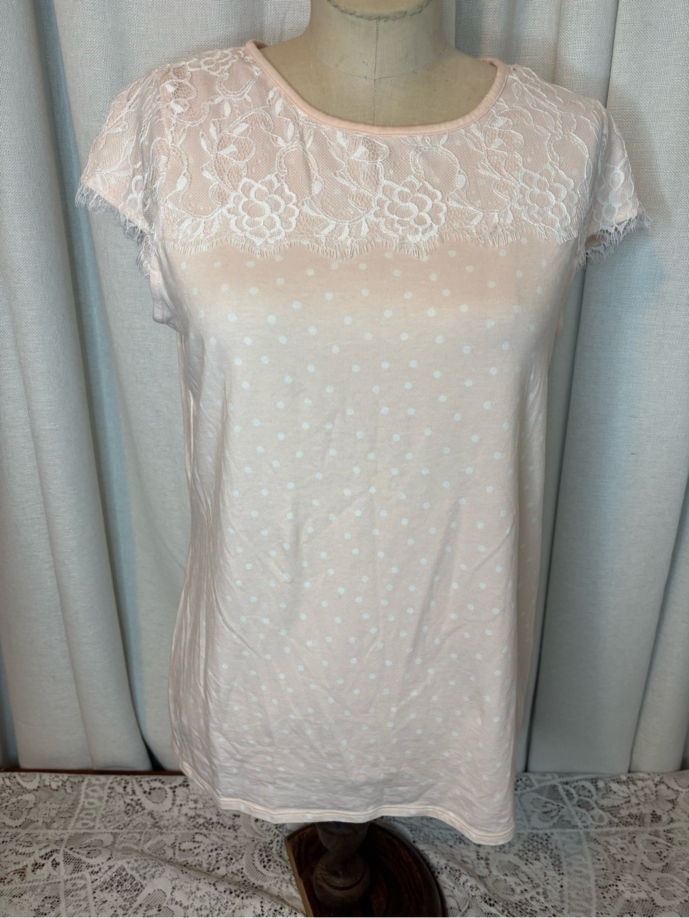 ELLE Soft Light Orange Lace Top- Medium